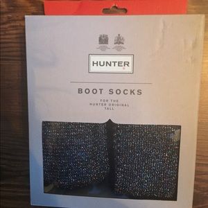 Hunter black glittery boot socks nib